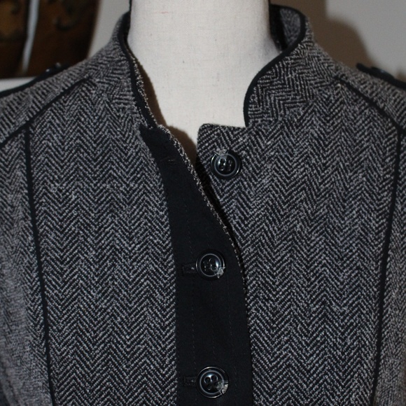 Anthropologie Daughters Of The Liberation Herringbone Peplum Fitted Jacket - Picture 5 of 14